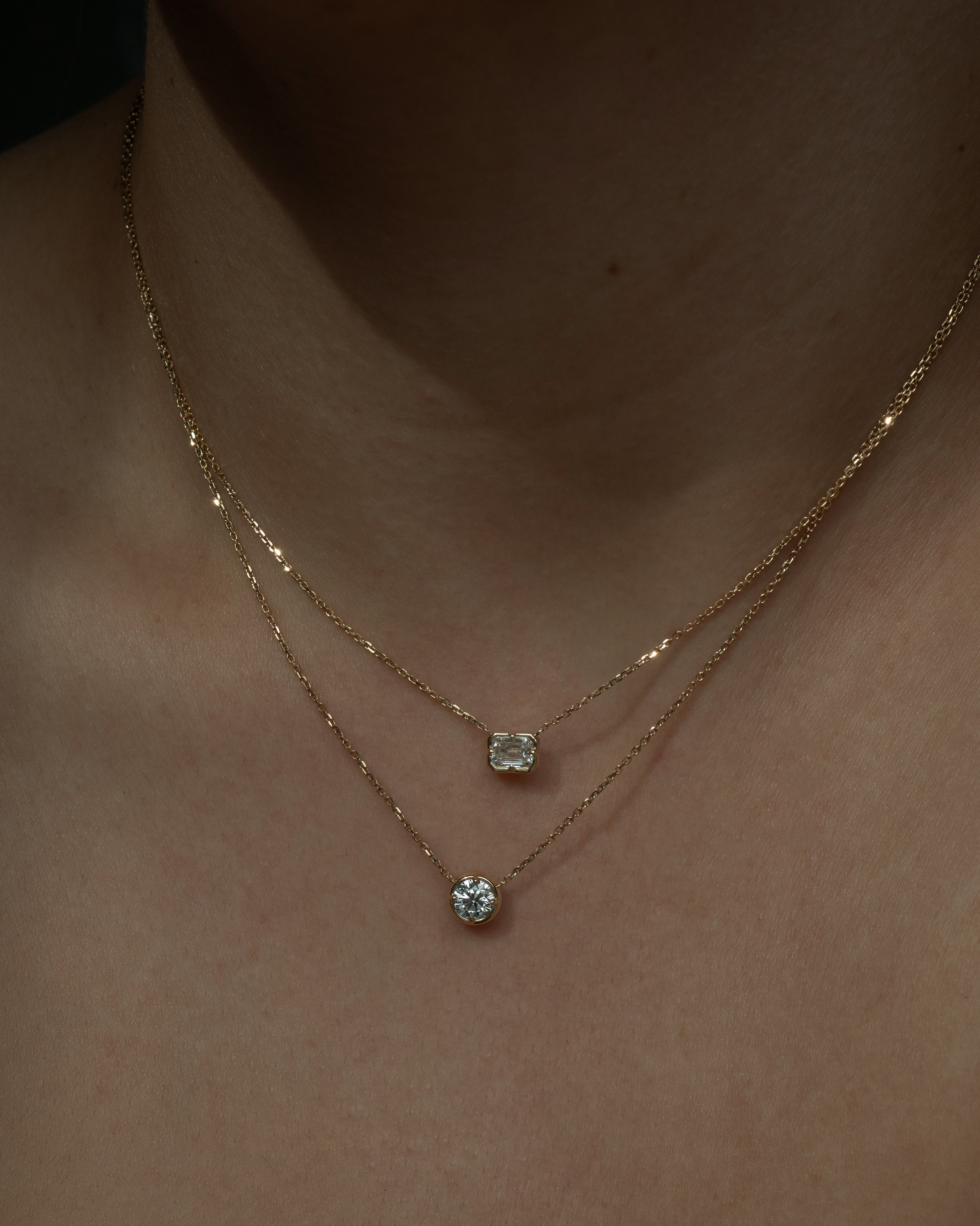 Kate Emerald Cut Bezel Necklace